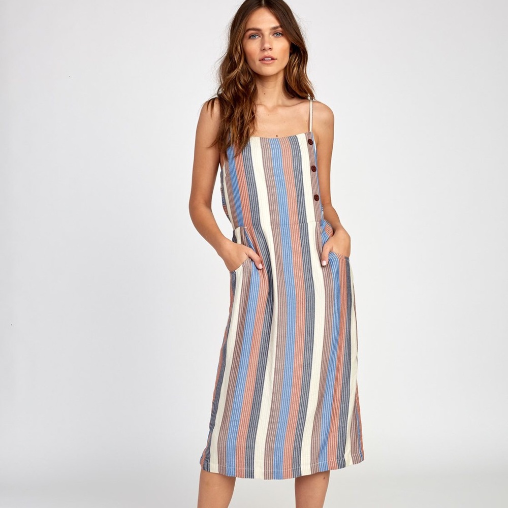 RVCA Proxy striped midi dress